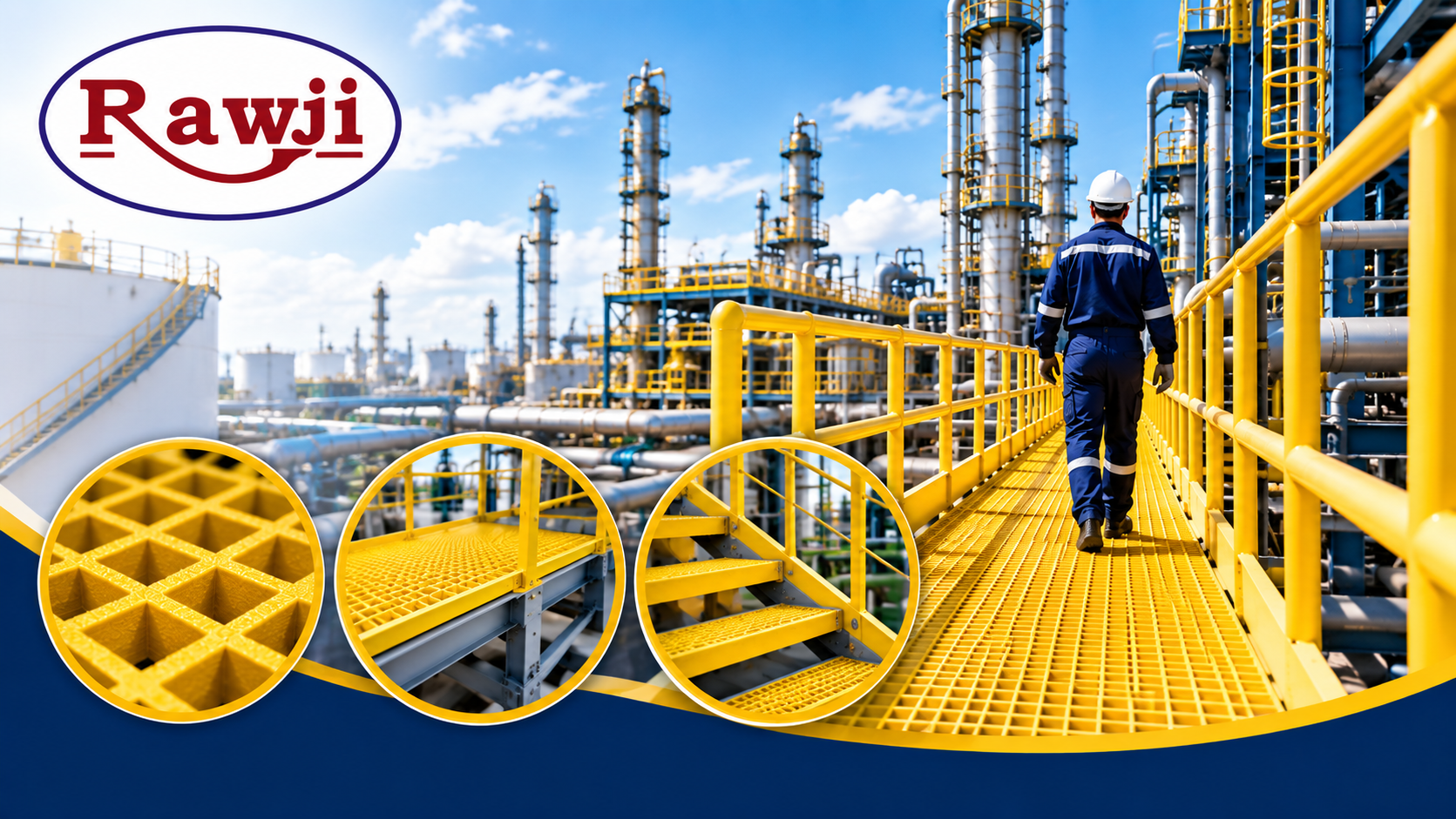 FRP Walkways and Catwalks in Chemical Refinery